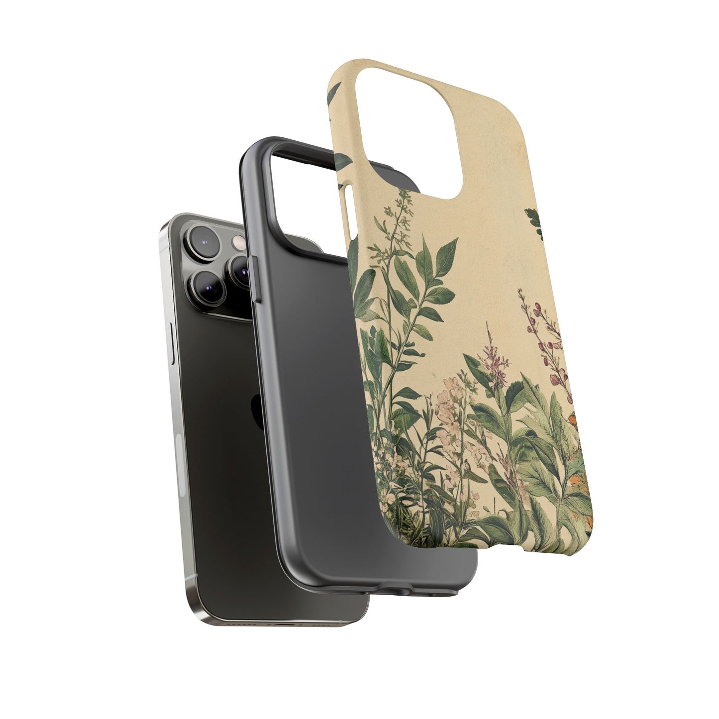 Floral Vintage Tough Case – Botanical Protective Phone Cover,Plants Lovers