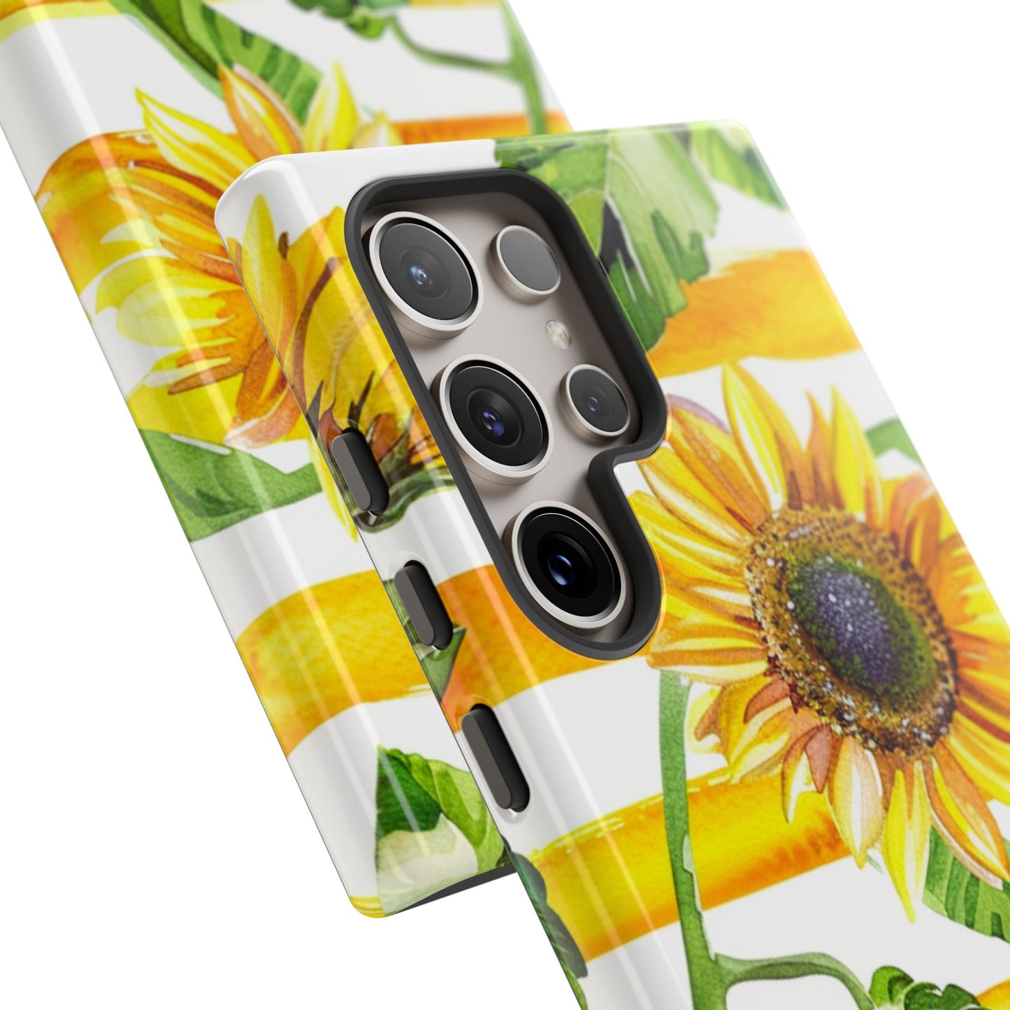 Sunflower Stripes Phone Case - Bright Floral Tough Case