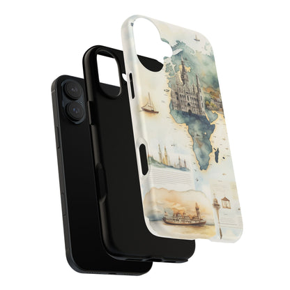 Hard Phone Case — Watercolor Fantasy Map Castle Design