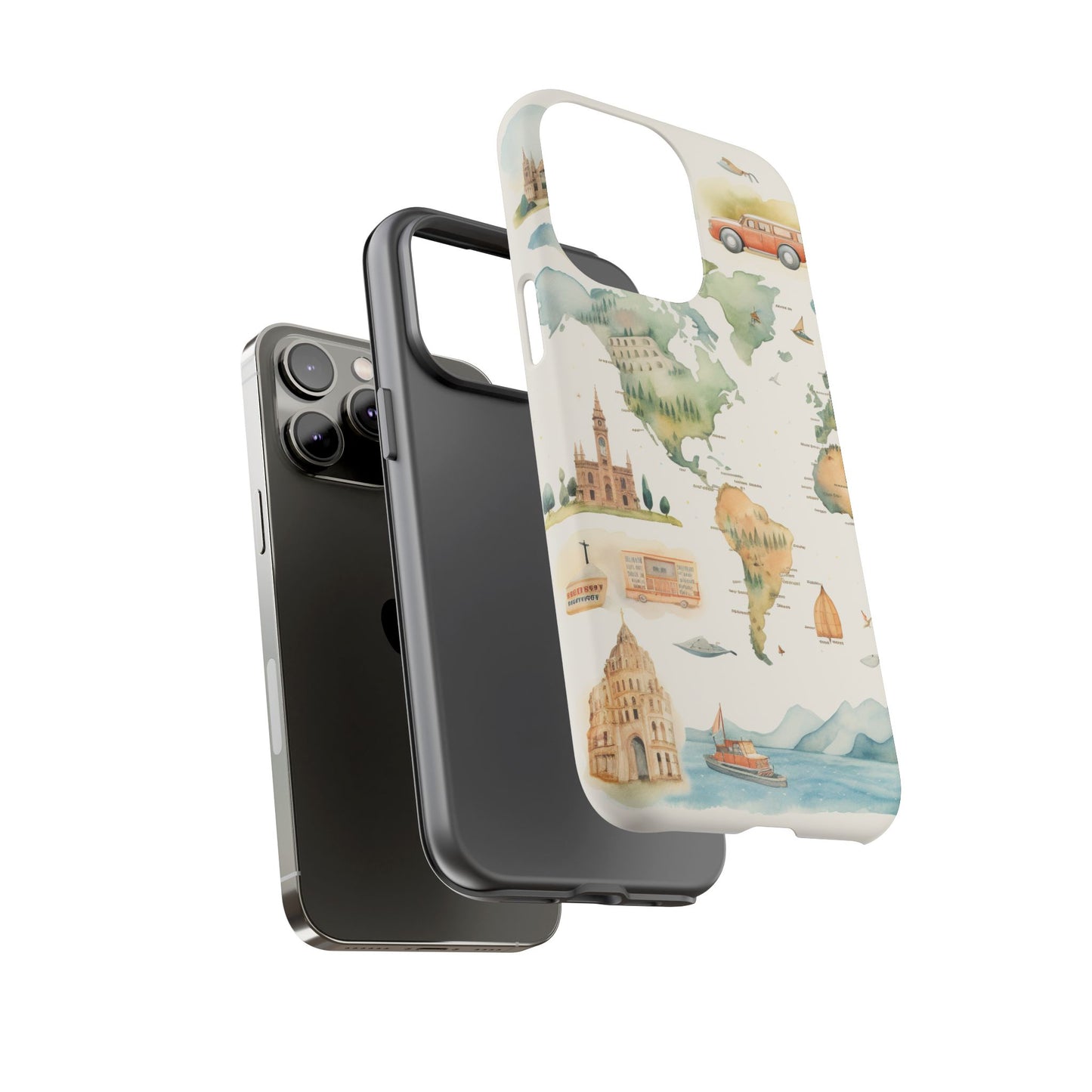 Hard Phone Case — Watercolor Fantasy Map Castle Design