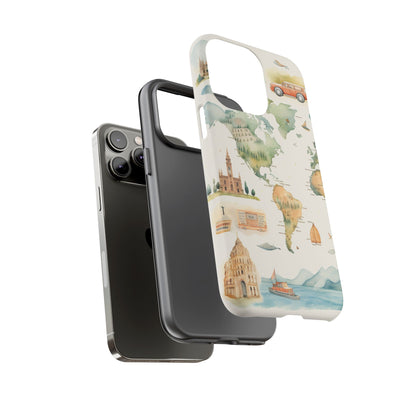 Hard Phone Case — Watercolor Fantasy Map Castle Design