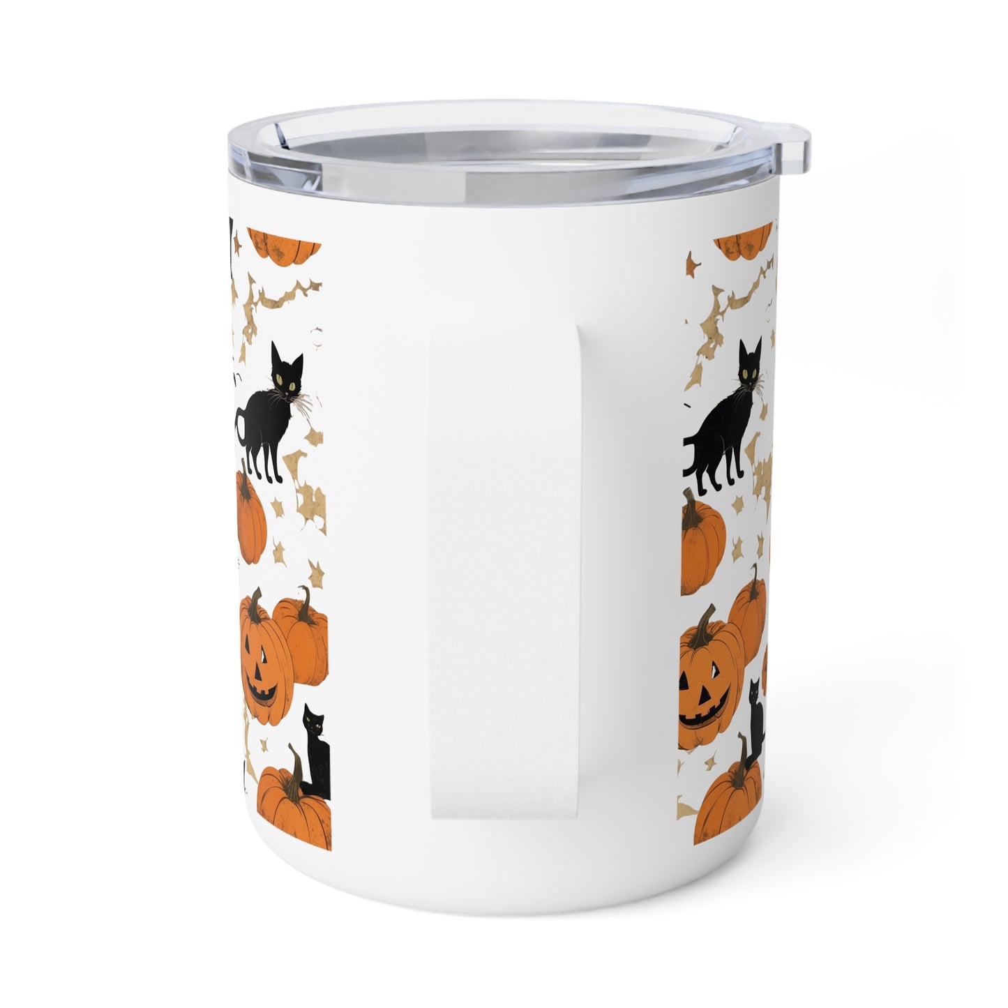 Halloween Cat Insulated Coffee Mug, 10oz | Fall Decor, Gift for Cat Lovers, Seasonal Drinkware, Cozy Autumn Vibes, Pumpkin Lovers