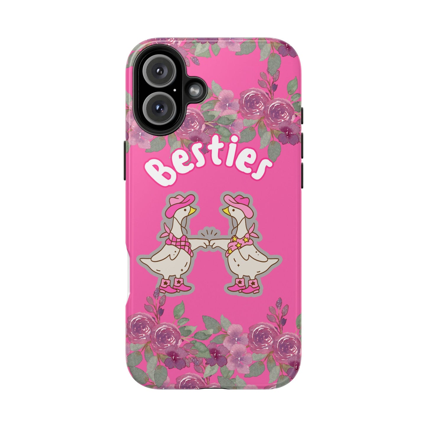 Colorful Floral Besties Phone Case, Tough Mobile Cover for Best Friends, Cute Gift for Friendship Day, Unique Cell Phone Protection