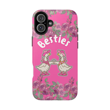 Colorful Floral Besties Phone Case, Tough Mobile Cover for Best Friends, Cute Gift for Friendship Day, Unique Cell Phone Protection