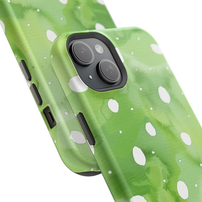 Green Watercolor Polka Dot Magnetic Impact Phone Case