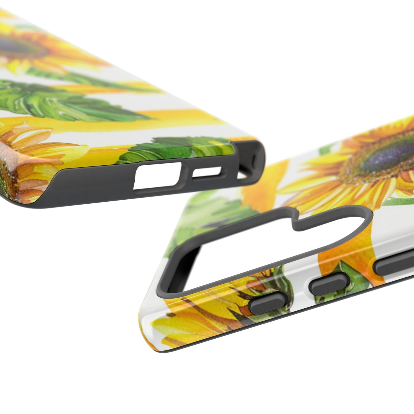 Sunflower Stripes Phone Case - Bright Floral Tough Case