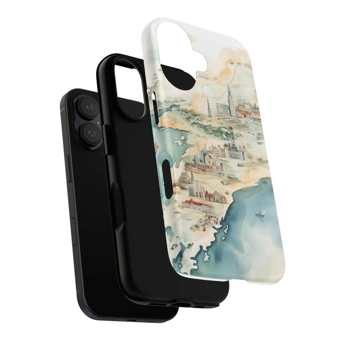Hard Phone Case — Watercolor Fantasy Map Castle Design
