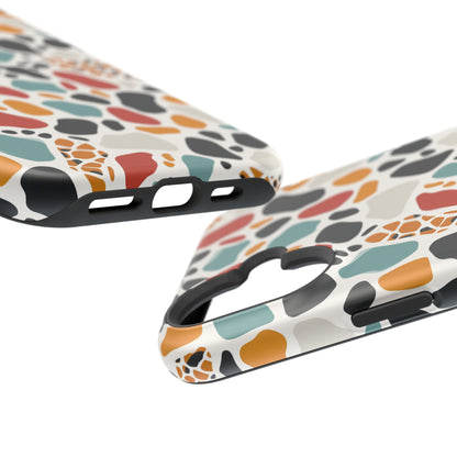 Terrazzo Pattern Magnetic Impact Phone Case — Colorful Retro Pebble Design