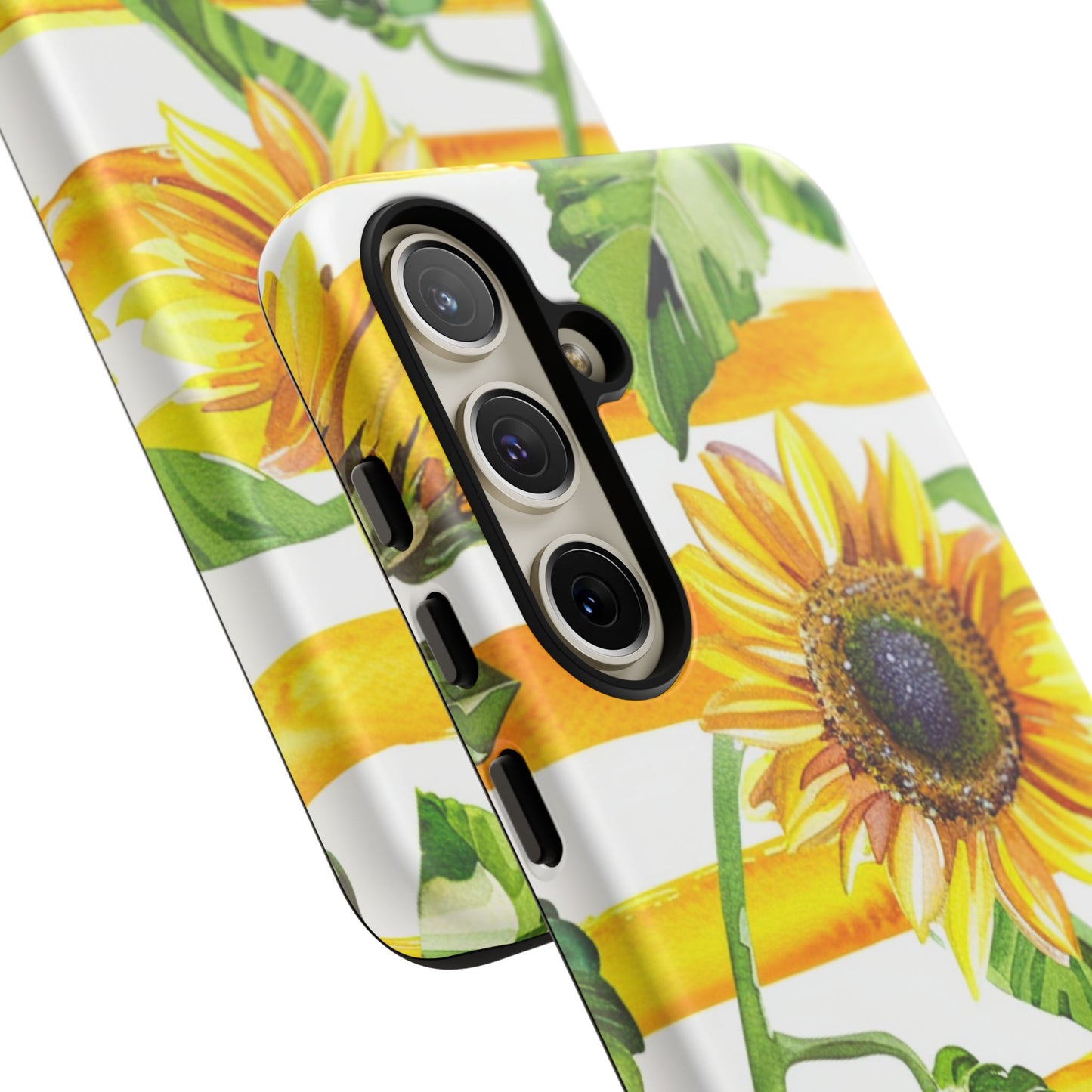 Sunflower Stripes Phone Case - Bright Floral Tough Case