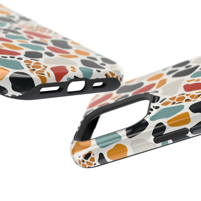 Terrazzo Pattern Magnetic Impact Phone Case — Colorful Retro Pebble Design