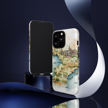 Hard Phone Case — Watercolor Fantasy Map Castle Design