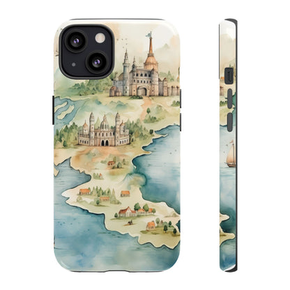 Hard Phone Case — Watercolor Fantasy Map Castle Design