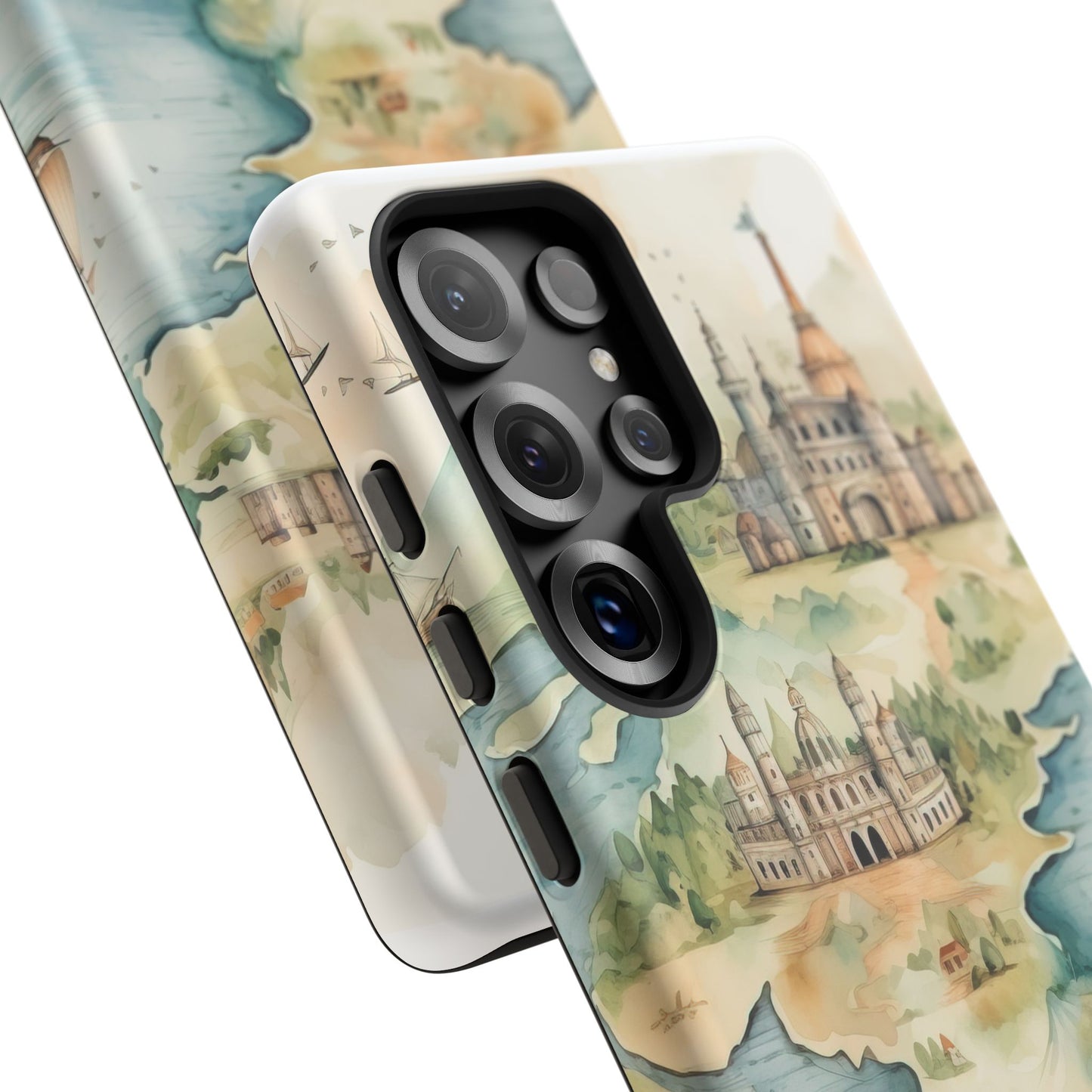 Hard Phone Case — Watercolor Fantasy Map Castle Design