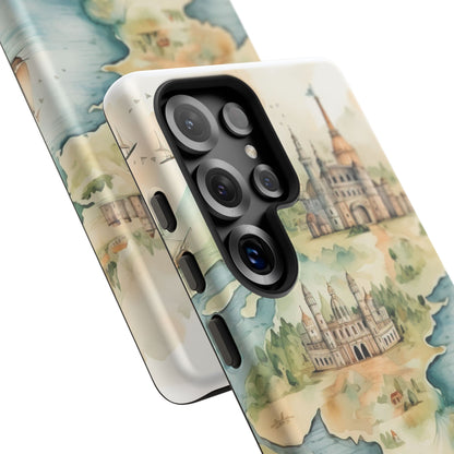 Hard Phone Case — Watercolor Fantasy Map Castle Design