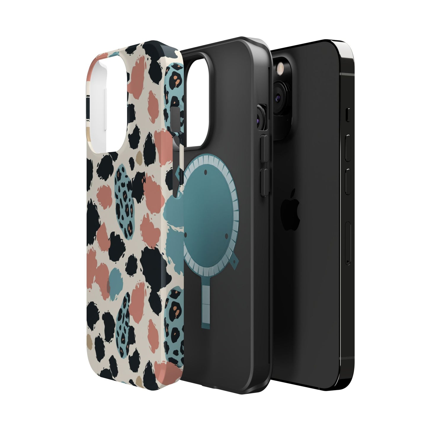 Leopard Splash Magnetic Impact Phone Case — Teal & Coral Animal Print