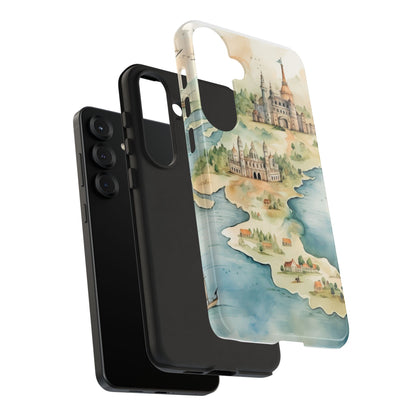 Hard Phone Case — Watercolor Fantasy Map Castle Design