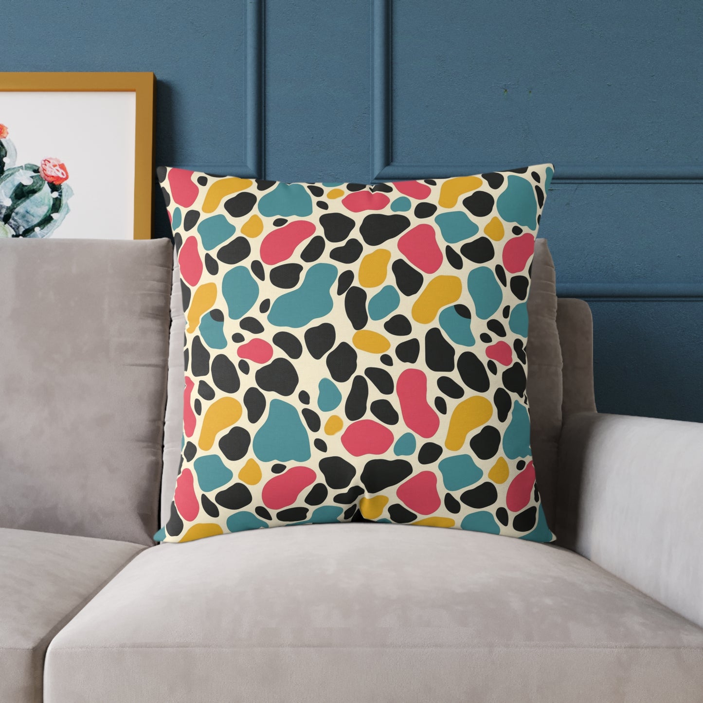 Square Poly Canvas Pillow,Color Pattern