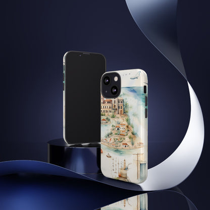 Hard Phone Case — Watercolor Fantasy Map Castle Design