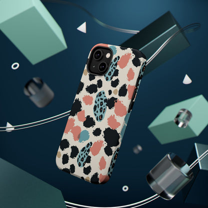 Leopard Splash Magnetic Impact Phone Case — Teal & Coral Animal Print
