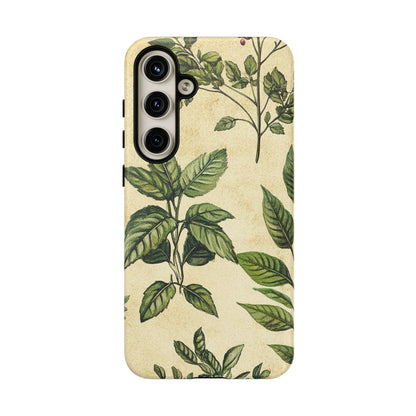 Botanical Leaves Tough Phone Case — Vintage Green Plant Print