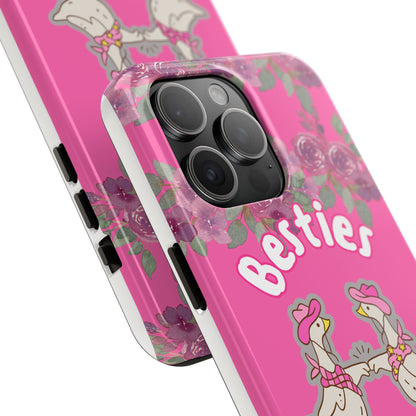 Colorful Floral Besties Phone Case, Tough Mobile Cover for Best Friends, Cute Gift for Friendship Day, Unique Cell Phone Protection