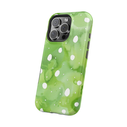 Green Watercolor Polka Dot Magnetic Impact Phone Case