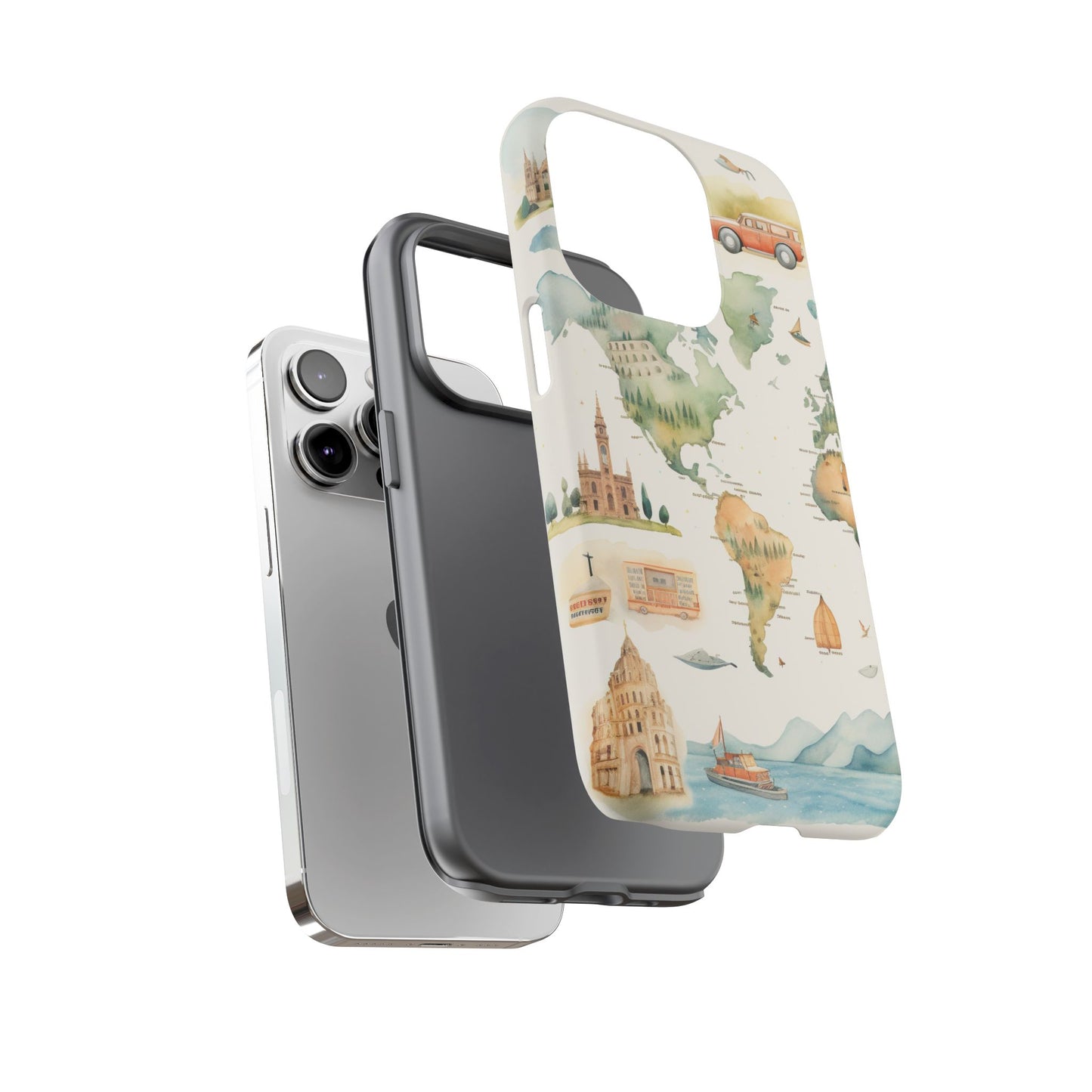 Hard Phone Case — Watercolor Fantasy Map Castle Design