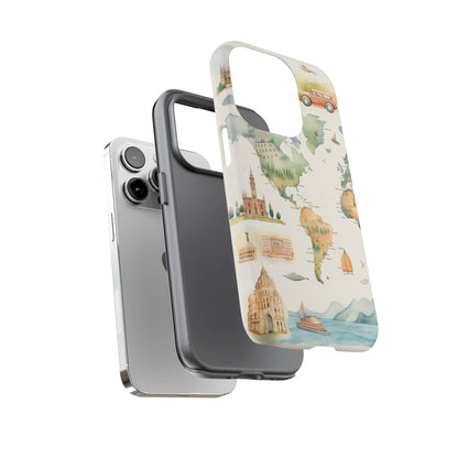 Hard Phone Case — Watercolor Fantasy Map Castle Design