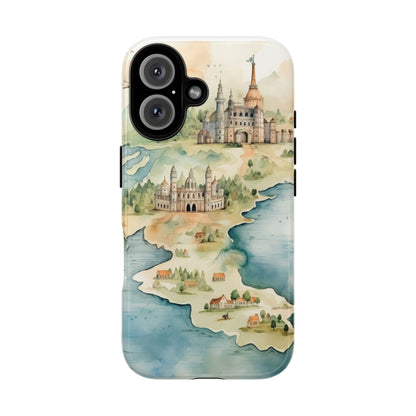 Hard Phone Case — Watercolor Fantasy Map Castle Design