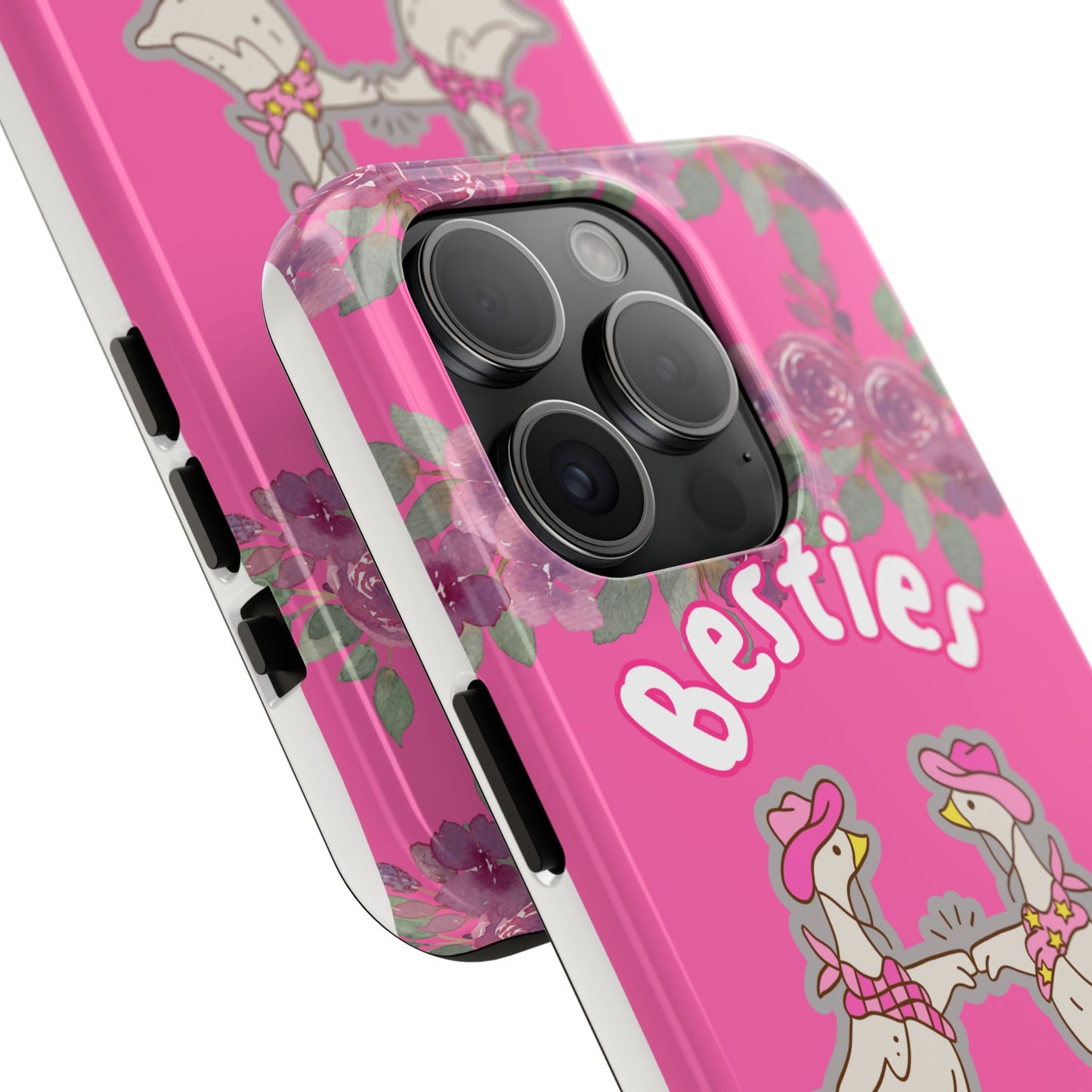 Colorful Floral Besties Phone Case, Tough Mobile Cover for Best Friends, Cute Gift for Friendship Day, Unique Cell Phone Protection