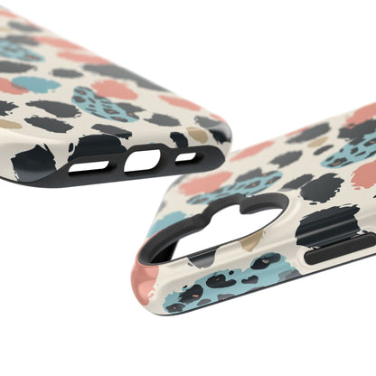 Leopard Splash Magnetic Impact Phone Case — Teal & Coral Animal Print