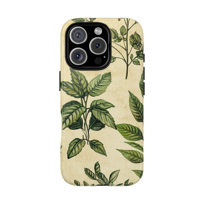 Botanical Leaves Tough Phone Case — Vintage Green Plant Print