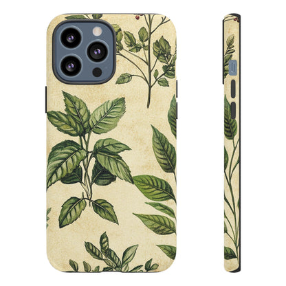 Botanical Leaves Tough Phone Case — Vintage Green Plant Print
