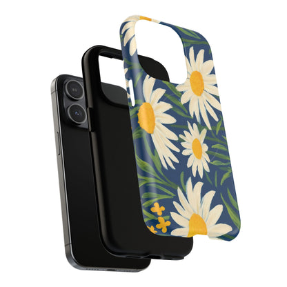 Daisy Floral IPhone Case-Tough Magnetic Cover ,Glossy Finish ,Retro Botanical Flower  Design.