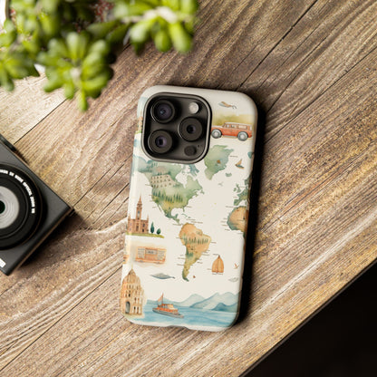 Hard Phone Case — Watercolor Fantasy Map Castle Design