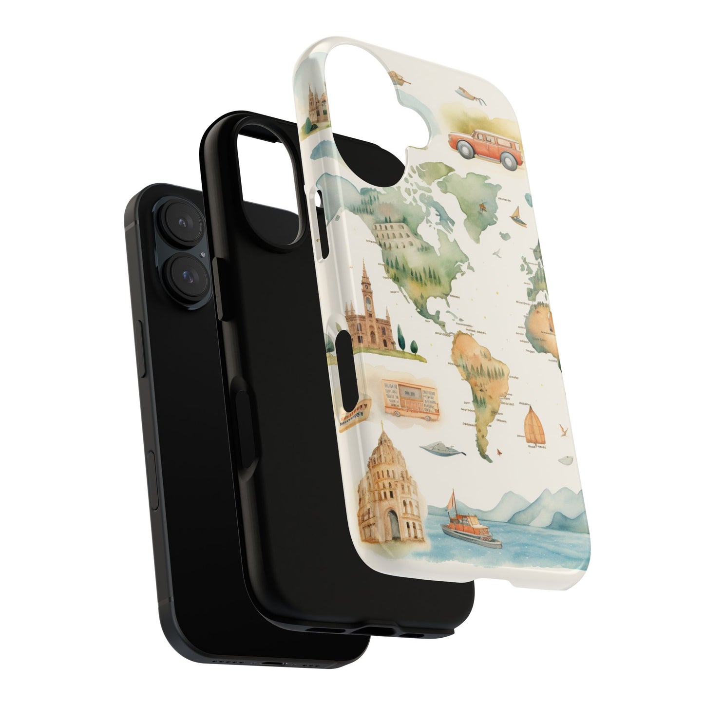 Hard Phone Case — Watercolor Fantasy Map Castle Design