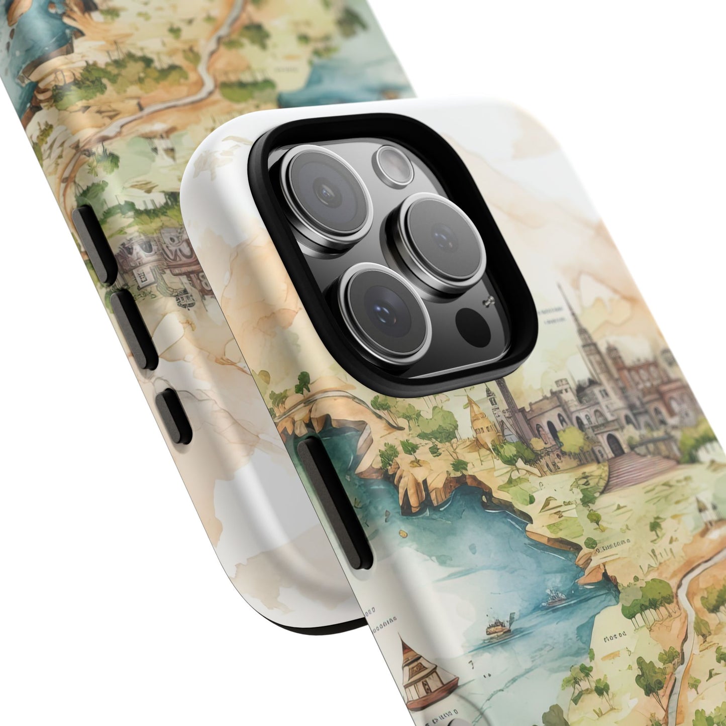 Hard Phone Case — Watercolor Fantasy Map Castle Design