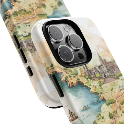 Hard Phone Case — Watercolor Fantasy Map Castle Design