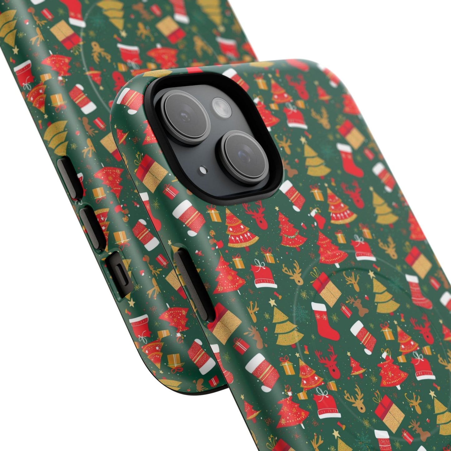 Christmas Tough Magnetic Phone Case | Festive Holiday Accessory | Cute Santa & Tree Design, Gift for Him/Her, Seasonal Tech