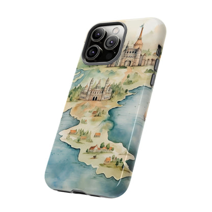 Hard Phone Case — Watercolor Fantasy Map Castle Design