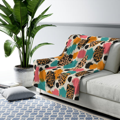 Colorful Leopard Print Sherpa Blanket - Soft Fleece Throw for Cozy Home & Gifts