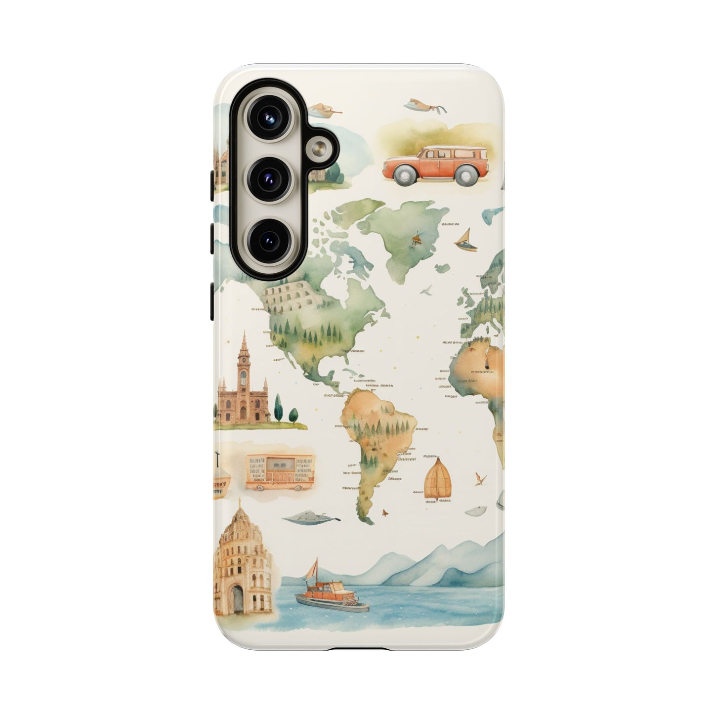 Hard Phone Case — Watercolor Fantasy Map Castle Design
