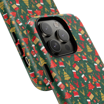 Christmas Tough Magnetic Phone Case | Festive Holiday Accessory | Cute Santa & Tree Design, Gift for Him/Her, Seasonal Tech