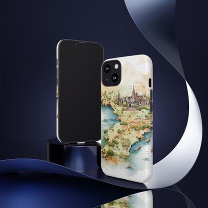 Hard Phone Case — Watercolor Fantasy Map Castle Design