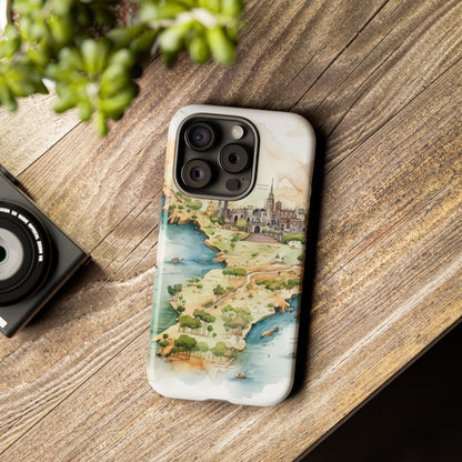 Hard Phone Case — Watercolor Fantasy Map Castle Design